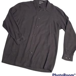 Silk Buttondown Textured Large Black Tulliano Hip Minimalist Retro Pop Disco